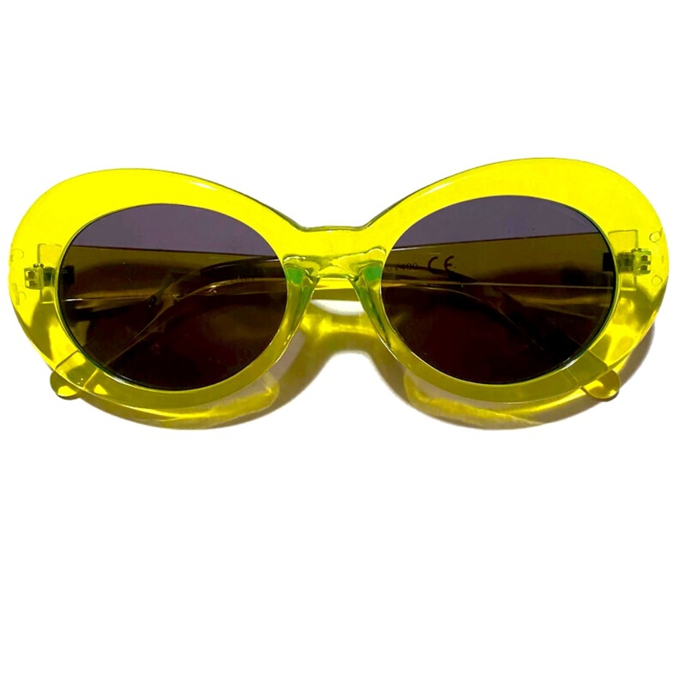 Neon Lime Green Yellow Clout Round Sunglasses